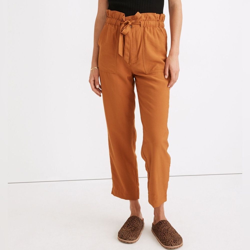 NWT Madewell Dunaway Paperbag Flowy Belted Pants in Copper Penny Size Small NEW